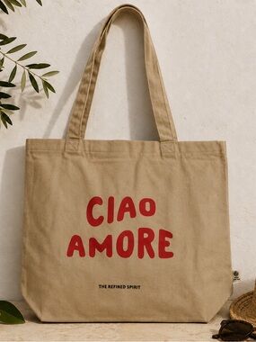 Ciao Amore Organic Cotton Tote Bag Italian Summer Amalfi Style